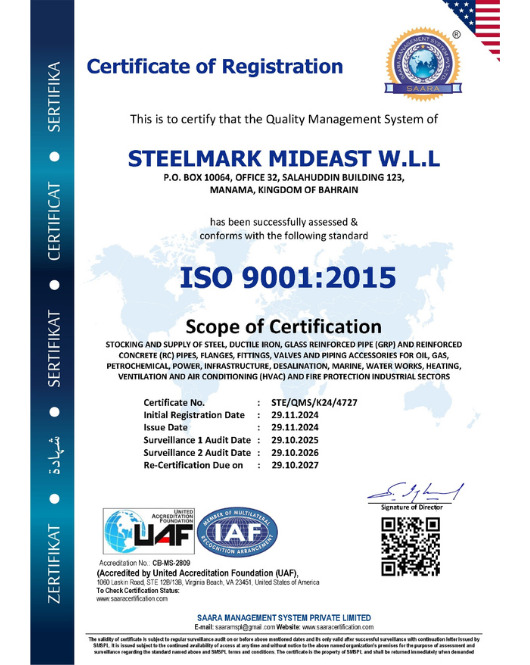 Steelmark ISO Certificate